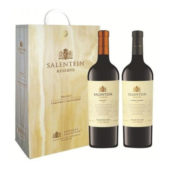 Estuche de Madera x2 Salentein Reserva Malbec y Cabernet Sauvignon 2021