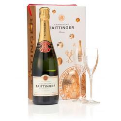 Estuche x1 Champagne Taittinger Brut Reserve + 2 Copas - Francia